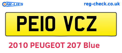 PE10VCZ are the vehicle registration plates.