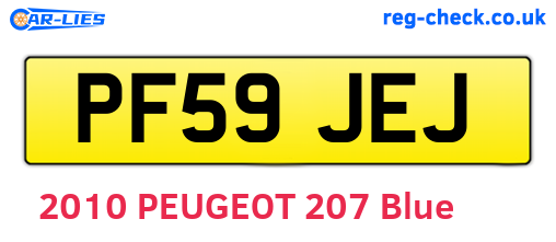 PF59JEJ are the vehicle registration plates.