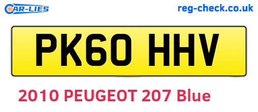 PK60HHV are the vehicle registration plates.