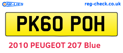 PK60POH are the vehicle registration plates.