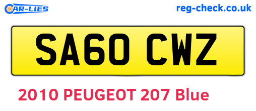 SA60CWZ are the vehicle registration plates.
