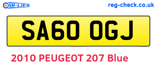 SA60OGJ are the vehicle registration plates.