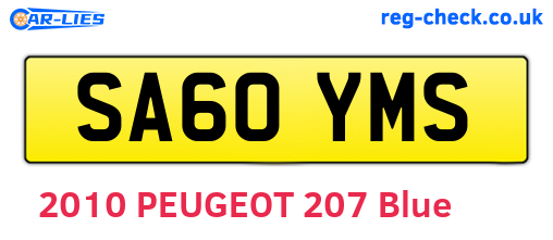 SA60YMS are the vehicle registration plates.