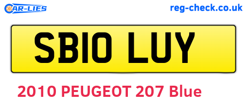 SB10LUY are the vehicle registration plates.