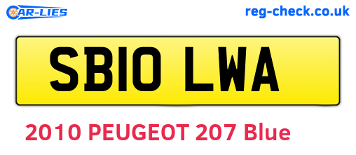 SB10LWA are the vehicle registration plates.