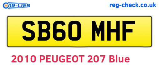 SB60MHF are the vehicle registration plates.