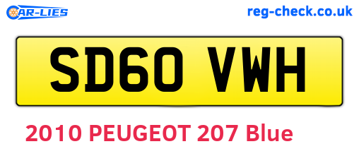 SD60VWH are the vehicle registration plates.