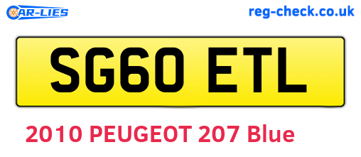 SG60ETL are the vehicle registration plates.
