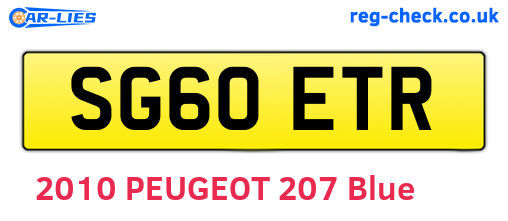 SG60ETR are the vehicle registration plates.