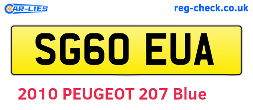 SG60EUA are the vehicle registration plates.