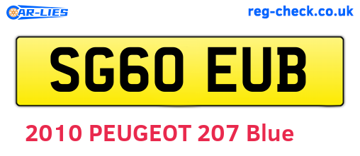 SG60EUB are the vehicle registration plates.