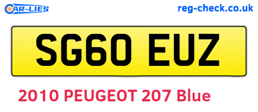 SG60EUZ are the vehicle registration plates.