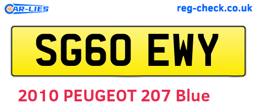 SG60EWY are the vehicle registration plates.