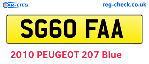 SG60FAA are the vehicle registration plates.