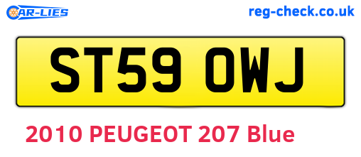 ST59OWJ are the vehicle registration plates.