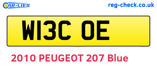 W13COE are the vehicle registration plates.