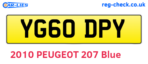 YG60DPY are the vehicle registration plates.