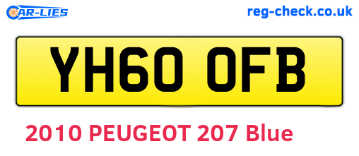 YH60OFB are the vehicle registration plates.