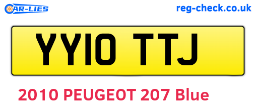 YY10TTJ are the vehicle registration plates.