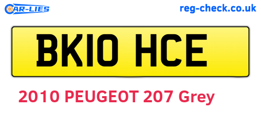 BK10HCE are the vehicle registration plates.