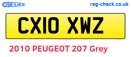 CX10XWZ are the vehicle registration plates.