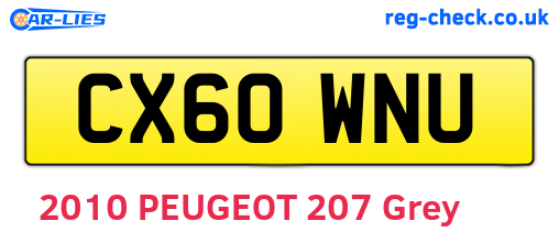 CX60WNU are the vehicle registration plates.