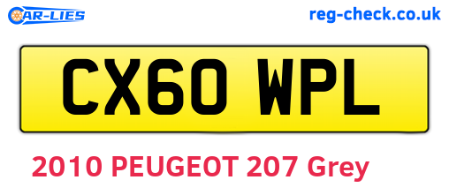 CX60WPL are the vehicle registration plates.