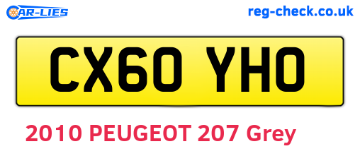 CX60YHO are the vehicle registration plates.