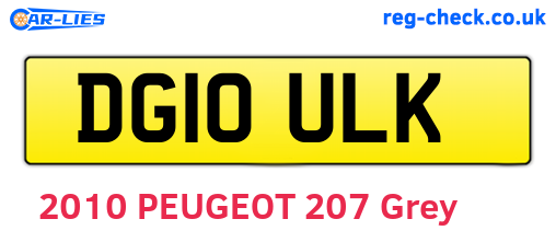 DG10ULK are the vehicle registration plates.