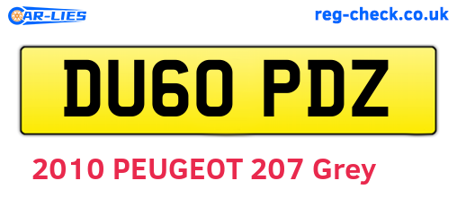 DU60PDZ are the vehicle registration plates.