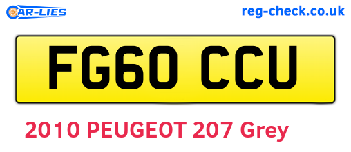 FG60CCU are the vehicle registration plates.