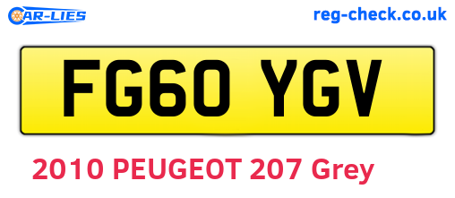 FG60YGV are the vehicle registration plates.