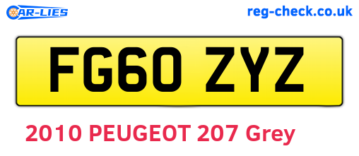 FG60ZYZ are the vehicle registration plates.