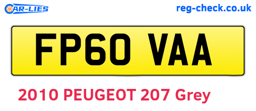 FP60VAA are the vehicle registration plates.