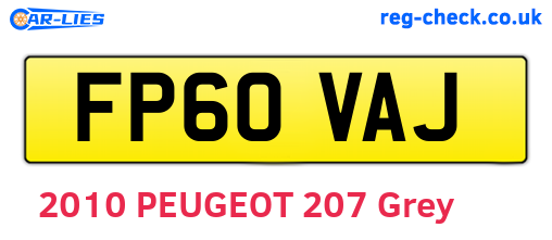 FP60VAJ are the vehicle registration plates.