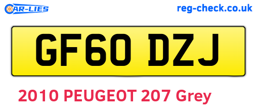 GF60DZJ are the vehicle registration plates.