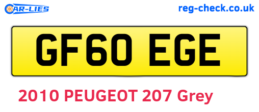 GF60EGE are the vehicle registration plates.