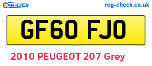 GF60FJO are the vehicle registration plates.