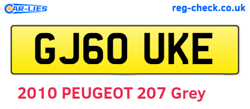 GJ60UKE are the vehicle registration plates.
