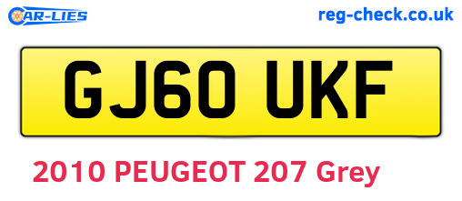 GJ60UKF are the vehicle registration plates.