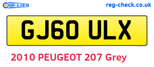 GJ60ULX are the vehicle registration plates.
