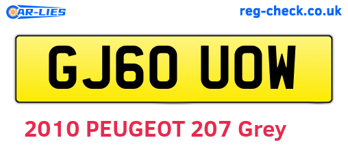 GJ60UOW are the vehicle registration plates.