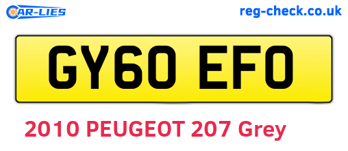 GY60EFO are the vehicle registration plates.