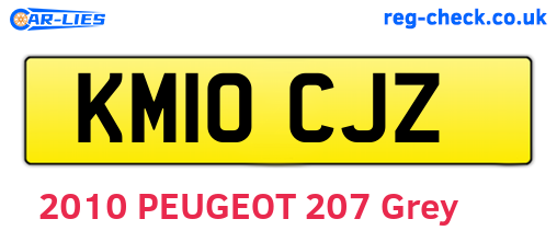KM10CJZ are the vehicle registration plates.