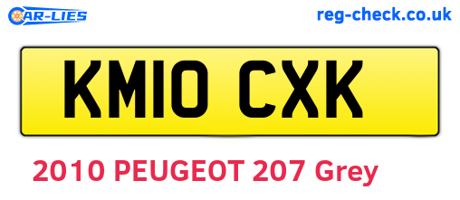 KM10CXK are the vehicle registration plates.