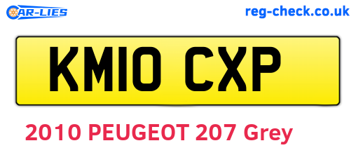 KM10CXP are the vehicle registration plates.