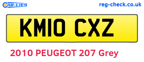 KM10CXZ are the vehicle registration plates.
