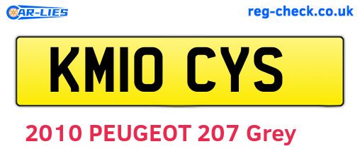 KM10CYS are the vehicle registration plates.