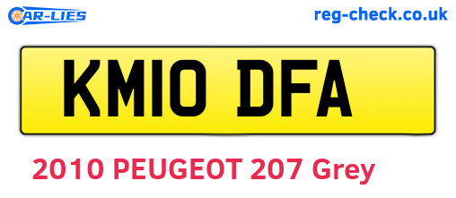 KM10DFA are the vehicle registration plates.
