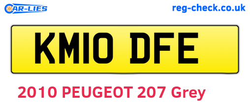 KM10DFE are the vehicle registration plates.